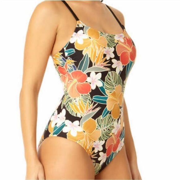 Hurley Floral Print Multicolor One-Piece Swimsuit Size Medium - Picture 3 of 12